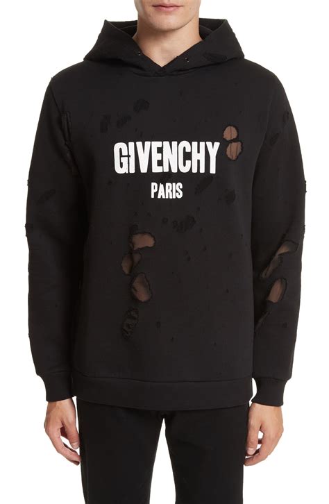 mens givenchy ripped hoodie|givenchy hoodie distressed.